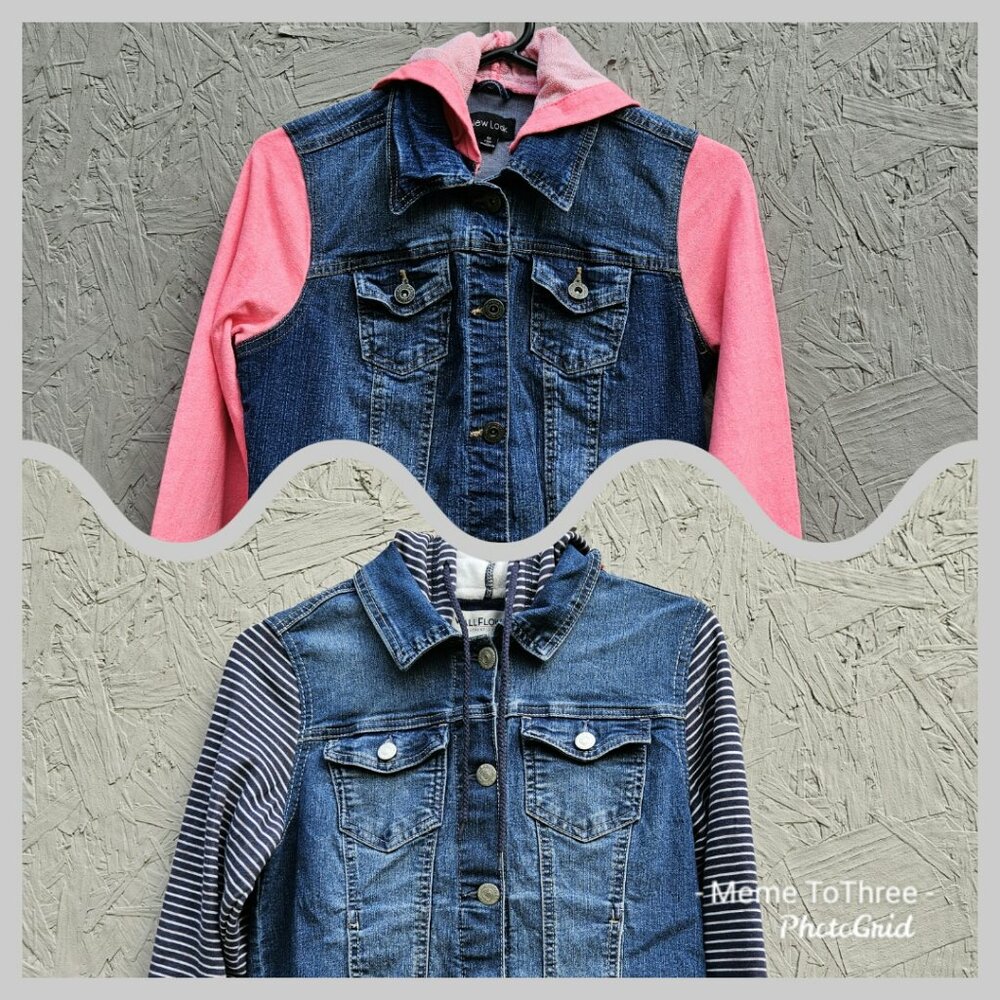 2 Hoodie Denim Jackets - M